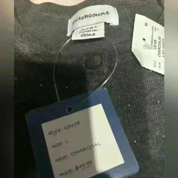 Stitchcount NWT gray, Size L, rhinestones, New Year’s Eve, glamour, diamonds - Picture 6 of 8